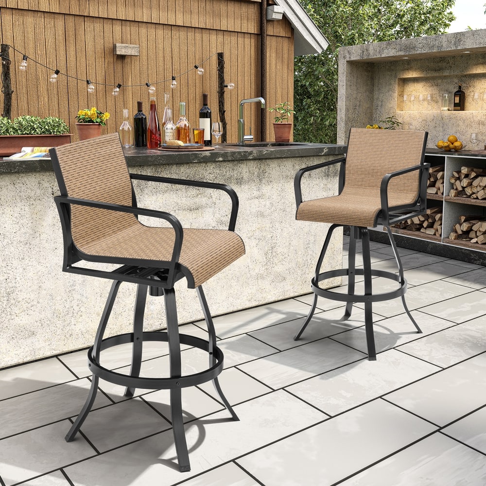 Outdoor All-weather Aluminum Swivel Barstool Patio Bar Stools (Set of 2/4/6/8) - See Picture