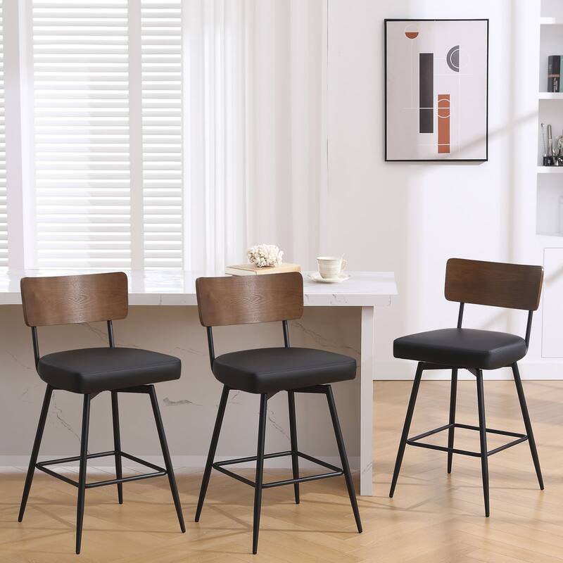 26"/ 29" Faux Leather Swivel Counter/ Bar Stools Set of 2/3