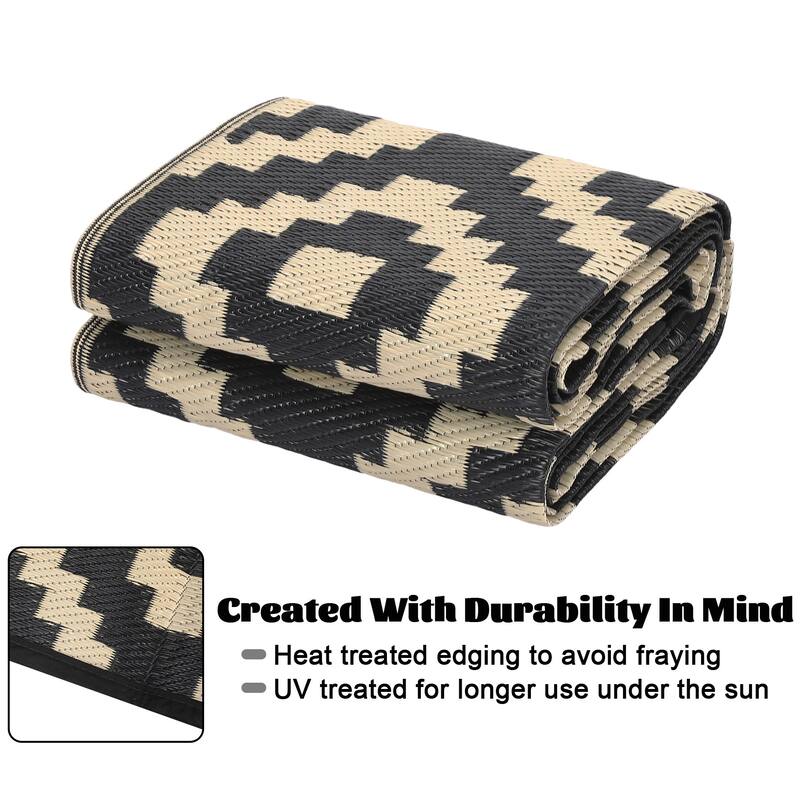 Outdoor Rug Waterproof Plastic Straw Rug Reversible Rug for Patios Decks Porch Camper Balcony Backyard