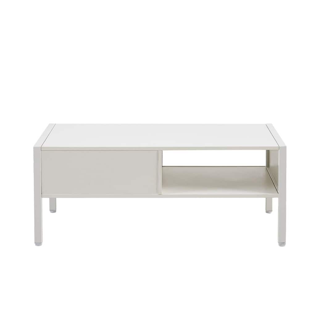 Coffee Table With Open Storage Shelf Hidden Compartment Solid Wooden Leg Support For Living Room, Dining Room, Kitchen