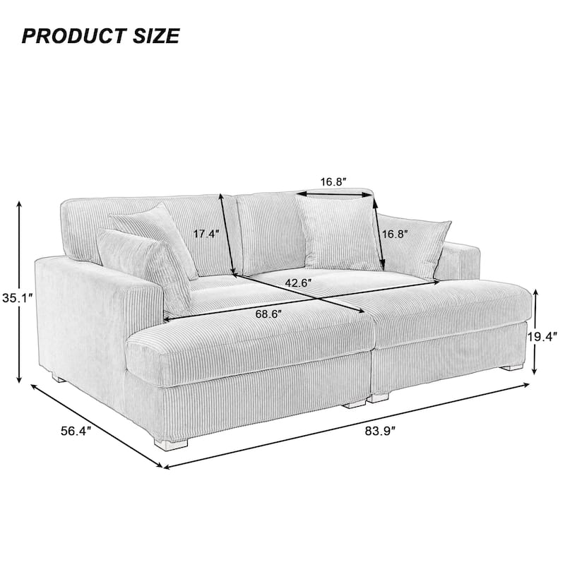 Navaeh Corduroy Modular Sectional Sofa Large Couch Sleeper Chaise