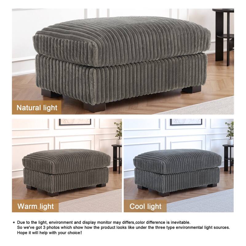 40" W Oversized Rectangle Plush Corduroy Ottoman