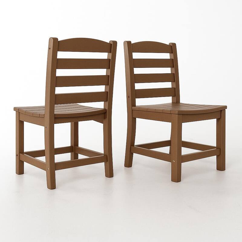 Armless Outdoor Chairs - HDPE Material Set of 2, Weather Resistant