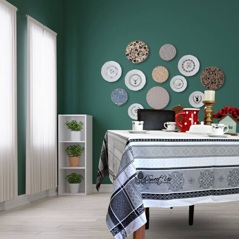 Wipeable Spill Resistant French Floral Cotton Sens Jacquard Tablecloth