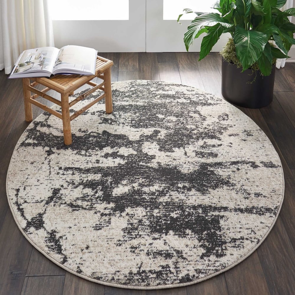 Nourison Maxell Modern Abstract Ombre Grey Ivory Area Rug