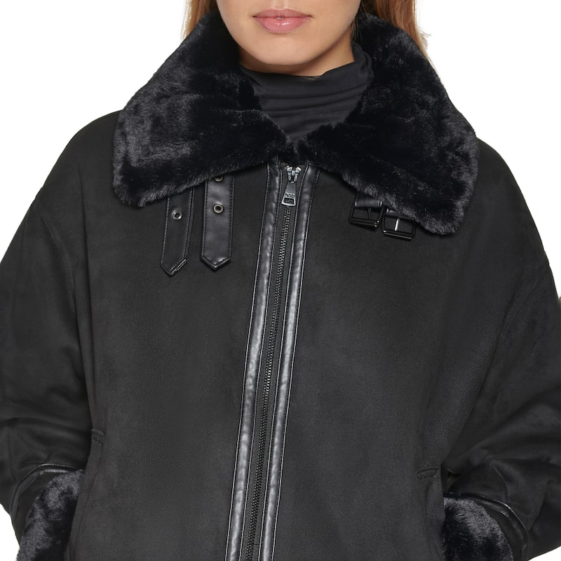 DKNY Faux Suede Moto Coat