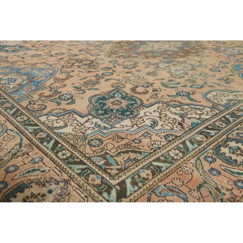 Floral Tabriz Persian Area Rug Hand-Knotted Wool Carpet - 9'6" x 12'8"