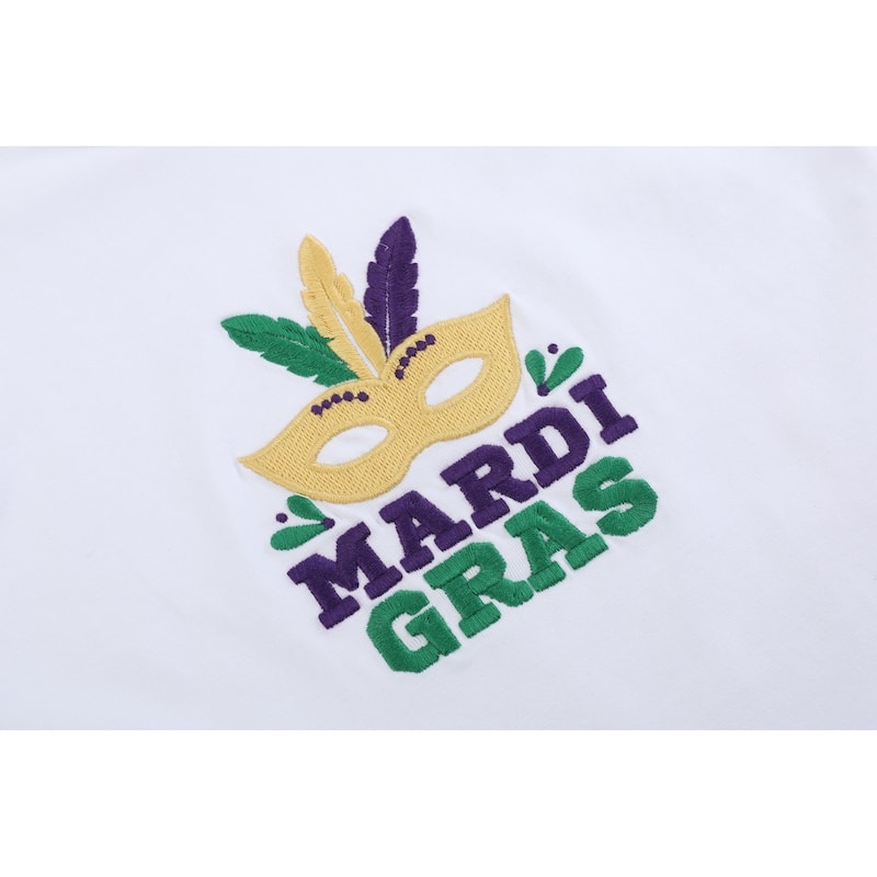 Lil Cactus White Mardi Gras Applique Ruffle Shirt