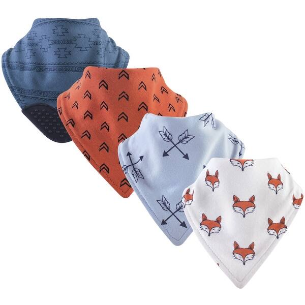 slide 1 of 1, Yoga Sprout Baby Boy Cotton Bandana Bibs 4pk, Clever Fox, One Size - Clever Fox - One Size