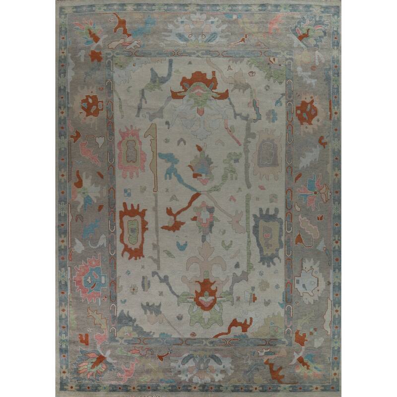 Oushak Indian Large Rug Hand-Knotted Wool Carpet - 11'9" x 15'0"