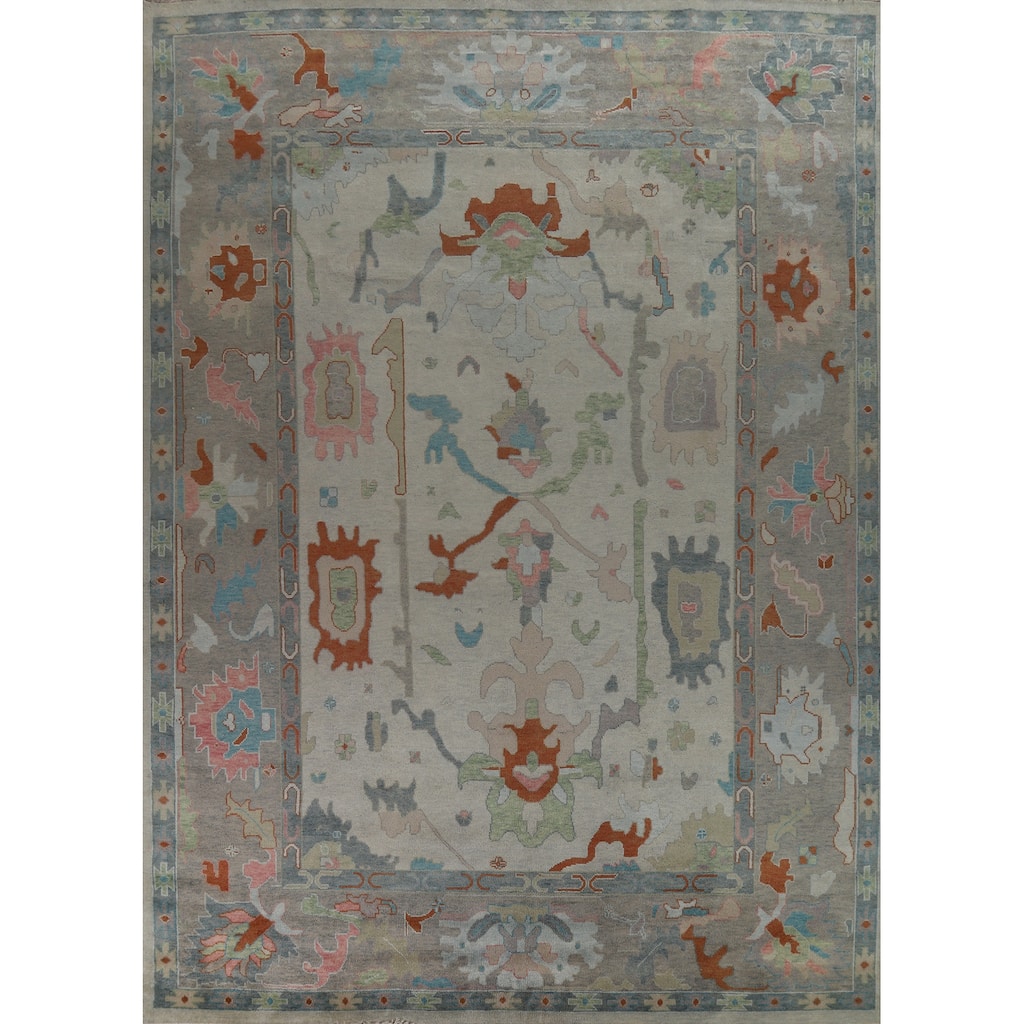 Oushak Indian Large Rug Hand-Knotted Wool Carpet - 11'9" x 15'0"