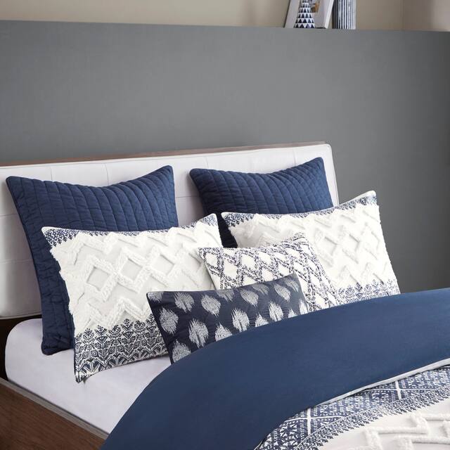 The Curated Nomad Natoma Cotton Chenille Printed Duvet Cover Set