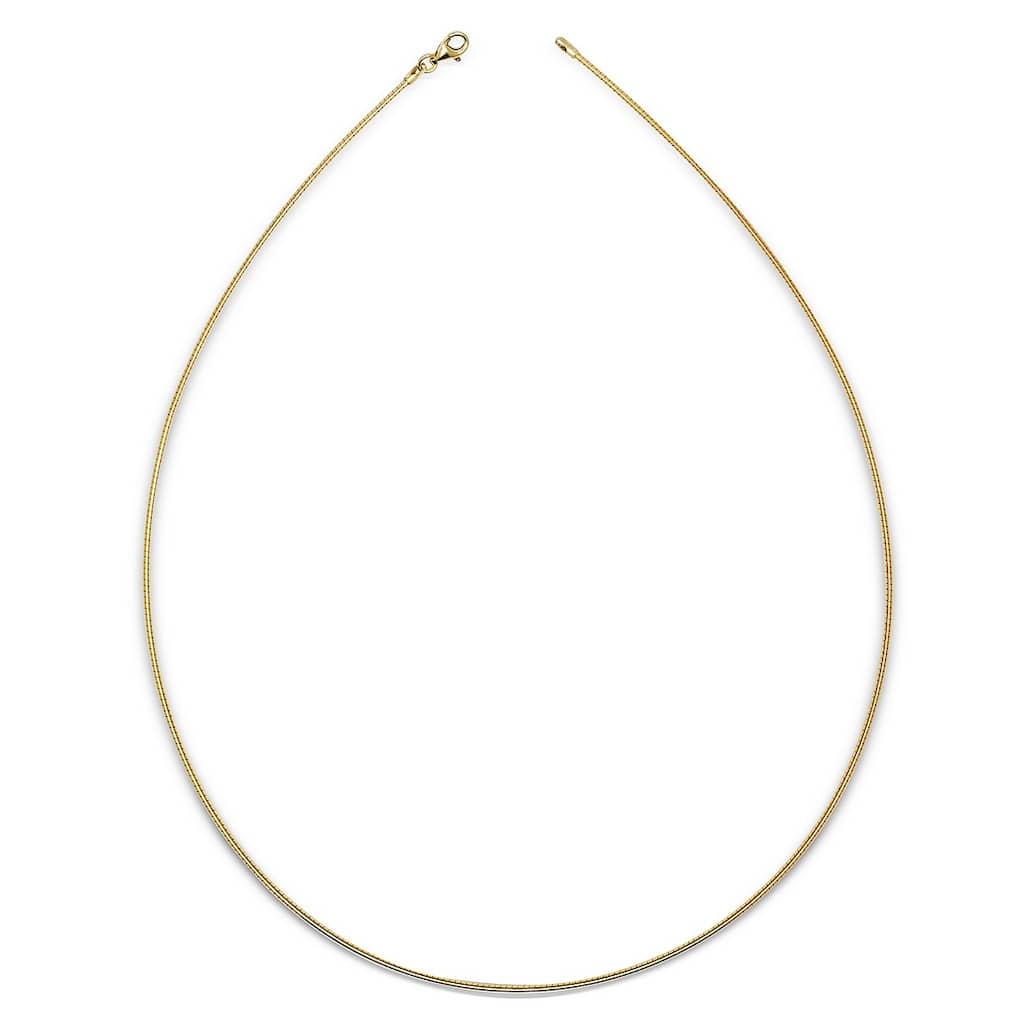 Italian Sterling Silver Round 2mm Yellow-gold-plated Omega Necklace (16-20') - Yellow