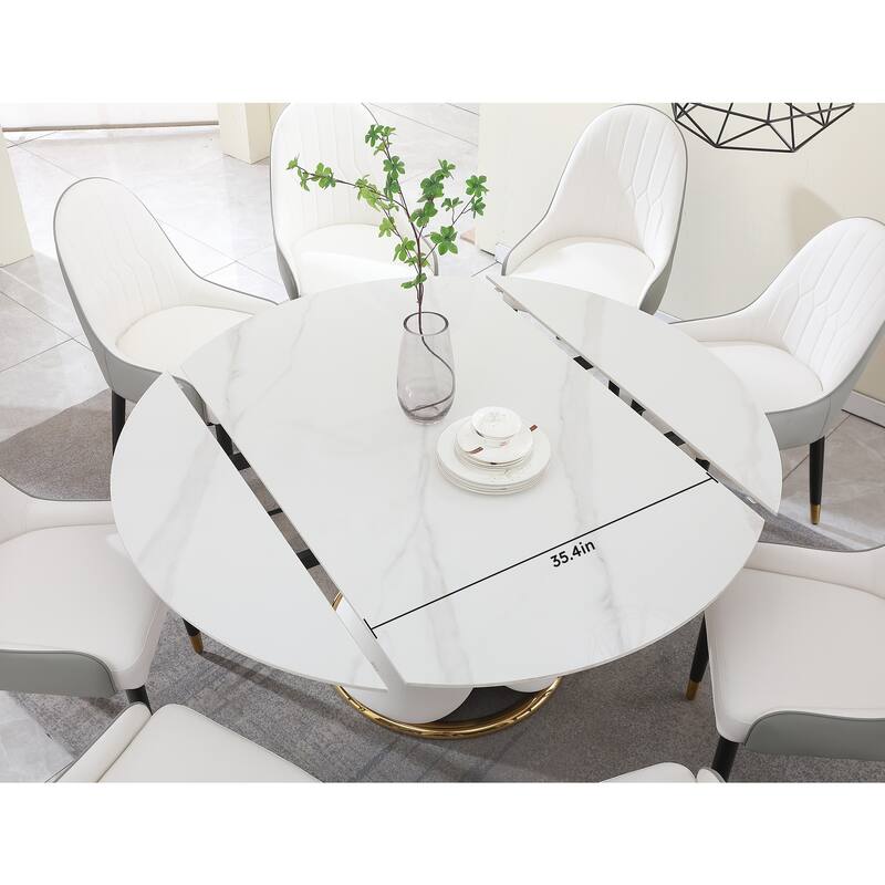 Fashion modern sinntered stone dining table with simple and multi-functional retractable dining table