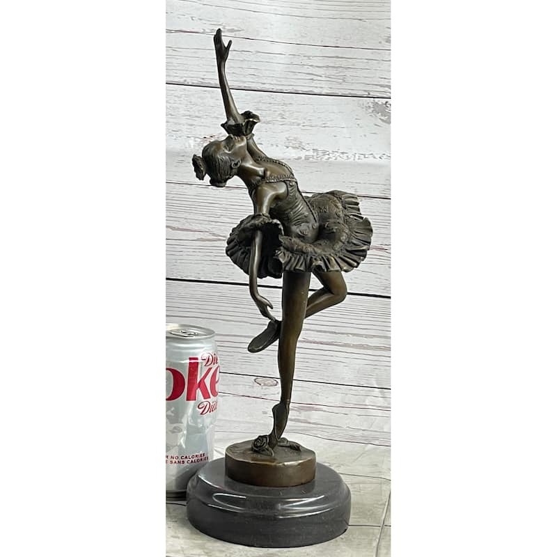Ballerina Ballet Dancer Bronze Sculpture Statue Signed Original Art On Marble Base