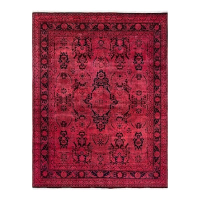 Overton Hand Knotted Wool Vintage Inspired Modern Contemporary Overdyed Pink Area Rug - 8' 0" x 10' 4"