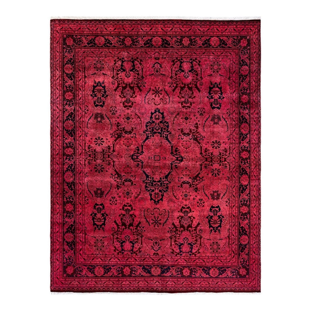 Overton Hand Knotted Wool Vintage Inspired Modern Contemporary Overdyed Pink Area Rug - 8' 0" x 10' 4"