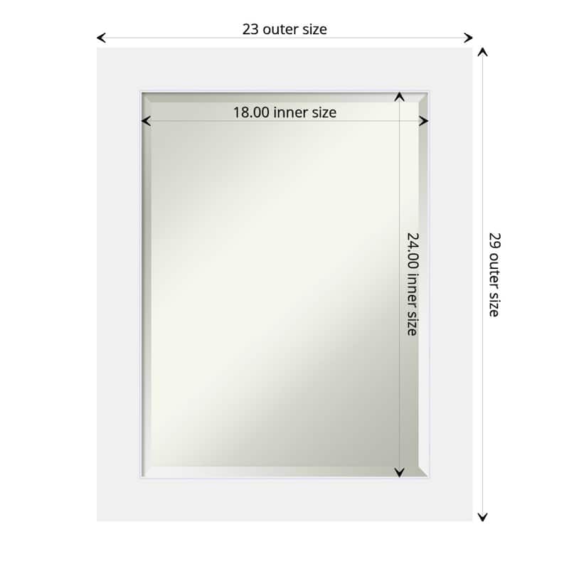 Beveled Wood Bathroom Wall Mirror - Corvino White Frame - Outer Size: 23 x 29 in