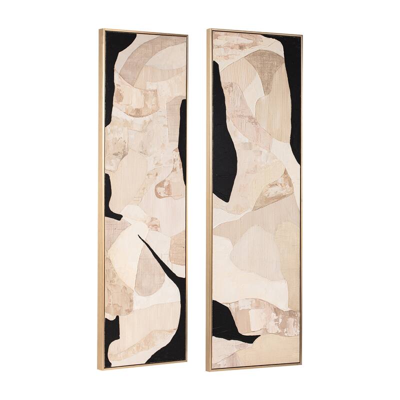 Canvas Wall Art Wood Frame Vertical Design (Set of 2) - 70" Multi