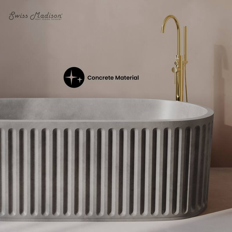 Delice 67" FreestandingConcreteBathtub In Gray, Drain Included
