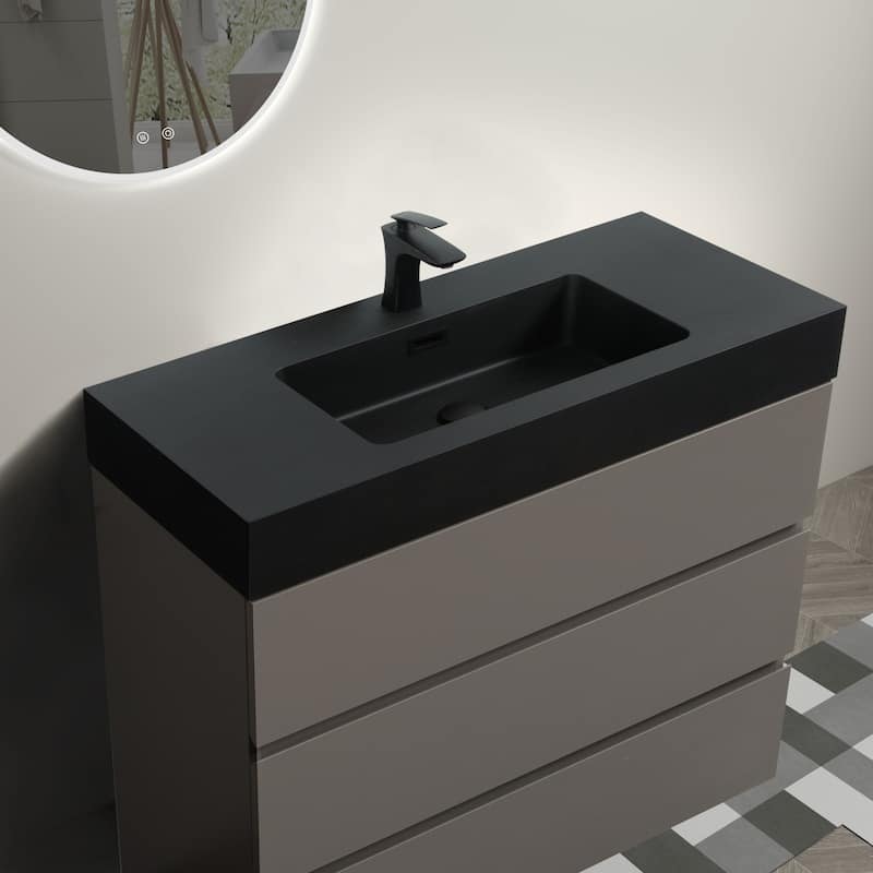 Modern Freestanding Bathroom Vanity with Sink Basin without Drain and Faucet