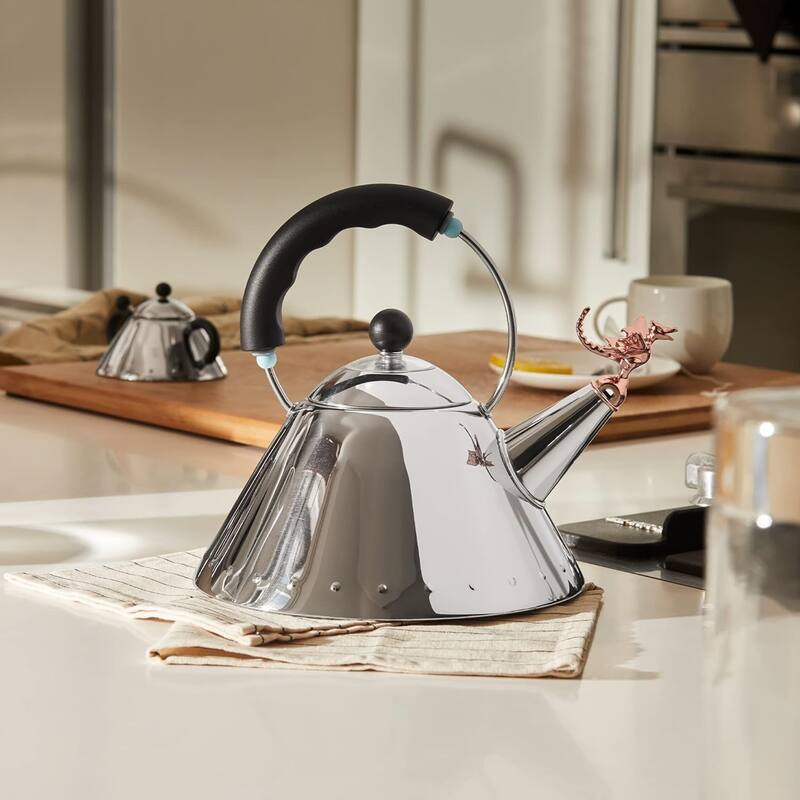 Alessi 9093REXB Tea Rex Kettle in 18/10 Stainless Steel Mirror Polished With Prehistoric Reptilian Whistle