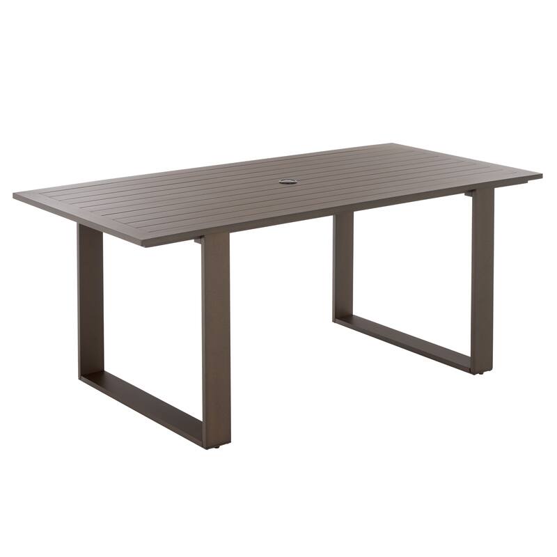 SAFAVIEH Outdoor Living Fash Aluminum Sled Leg Dining Table - 71"W x 34"D x 29"H