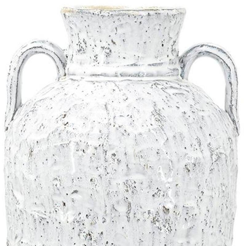 16" Beige And Ivory Amphora Terracotta Urn - 8.70