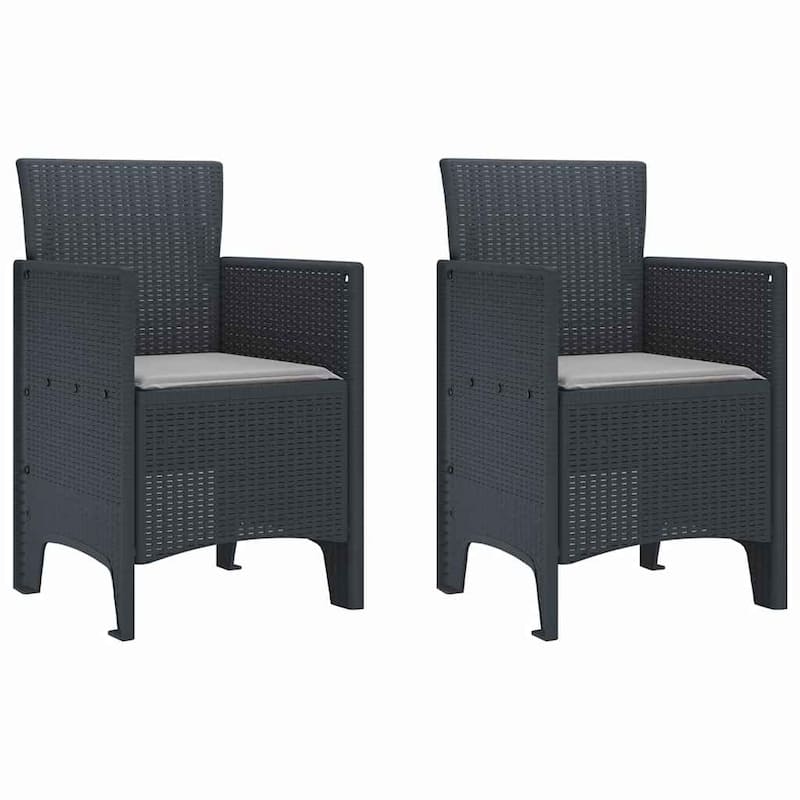 vidaXL Garden Dining Set 3/5 pcs Anthracite/Brown Polt rattan - 100 x 100 x 73 cm