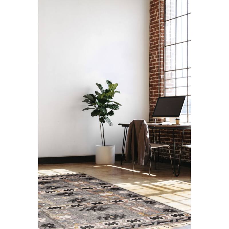 ECARPETGALLERY Flat-Weave Ankara FW Grey Wool Kilim - 5'3 x 7'7