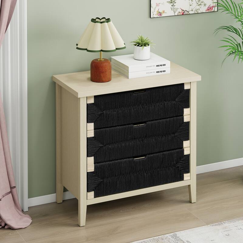 Rope Woven Drawer Storage Cabinet Chest of Drawers Hallway Cabinet