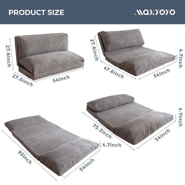 dimension image slide 22 of 31, Corduroy Bean Bag Folding Sofa Bed