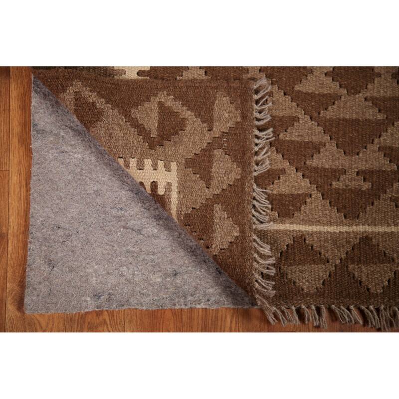 Brown Reversible Kilim Oriental Area Rug Hand-woven Wool Foyer Carpet - 3'3" x 5'2"