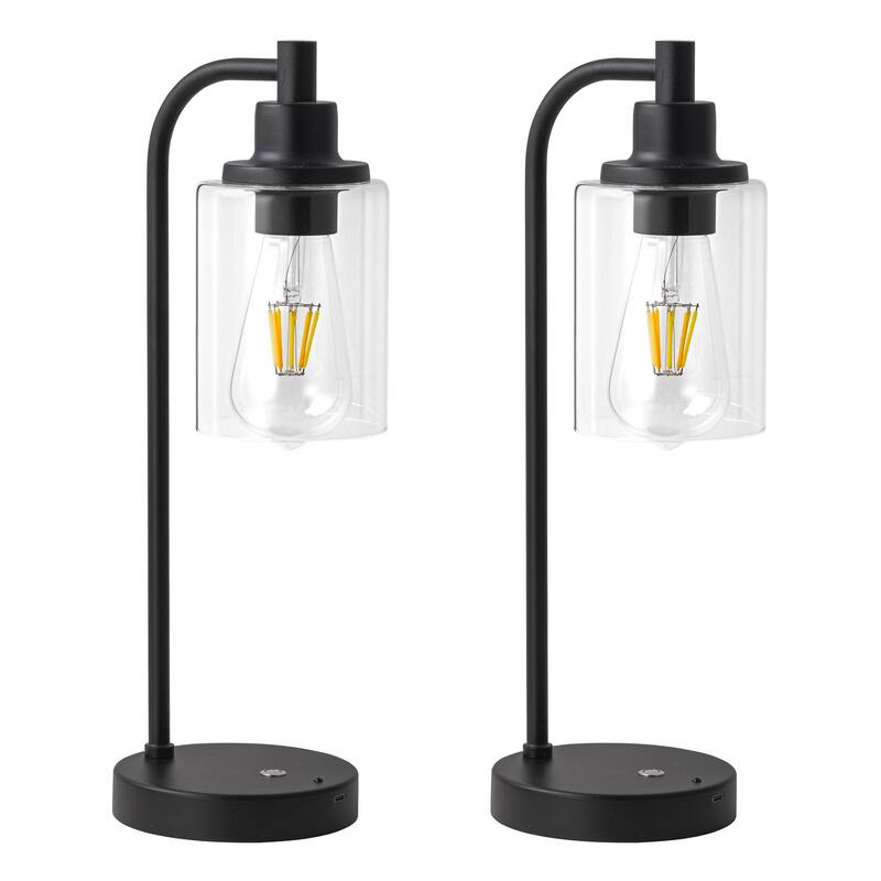 C Cattleya 2-Pack Battery-Operated Matte Black Table Lamp with Remote Control - Matte-Black