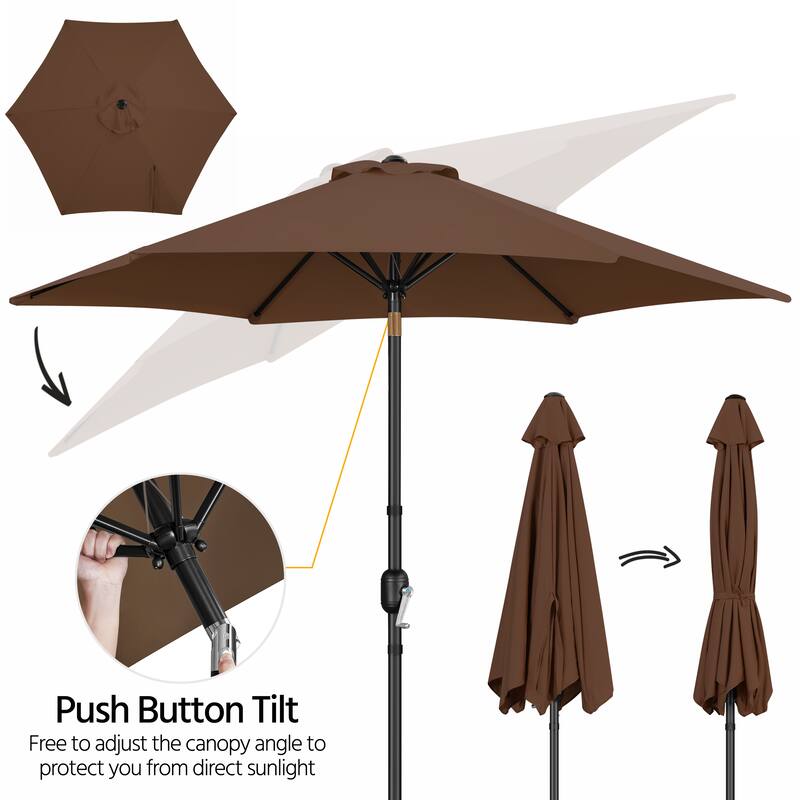 Yaheetech 9ft Patio Umbrella 8 Ribs with Push Button Tilt and Crank for Garden, Beach