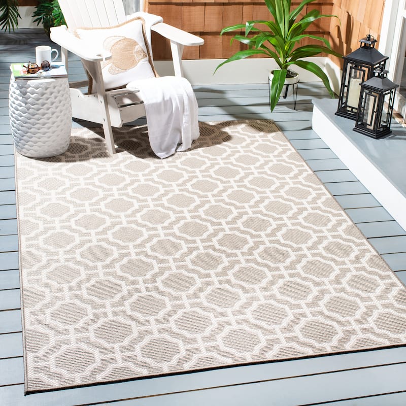 SAFAVIEH Lakeside Denitza Indoor/ Outdoor Waterproof Patio Backyard Rug - 2'7" x 5' - Beige/Taupe