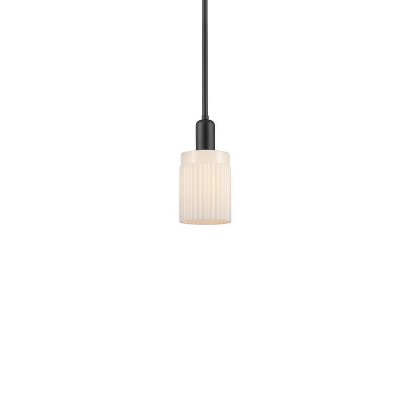Innovations Lighting 716-1S-10-5 Hadley Pendant Hadley 5" Wide Mini - Matte Black / Matte White