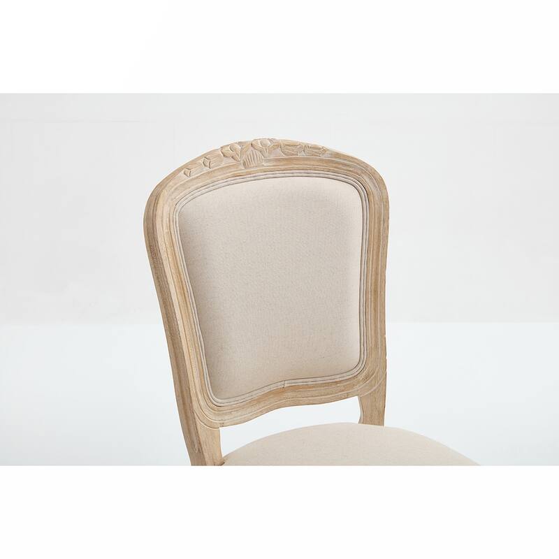 2PCS Fan-shaped Back Cotton Linen Dining Chairs