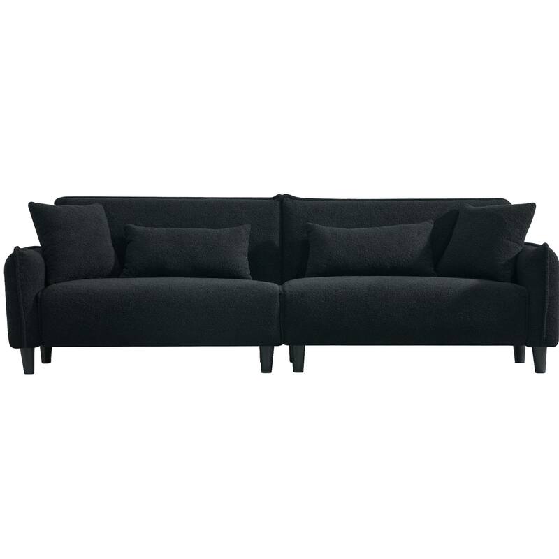 97-inch Black Teddy Velvet Sofa with Foam and Spring