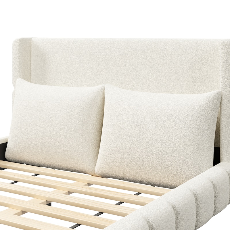 Upholstered Platform Bed with 2 Cushioned Pillows by Harper&Bright Designs