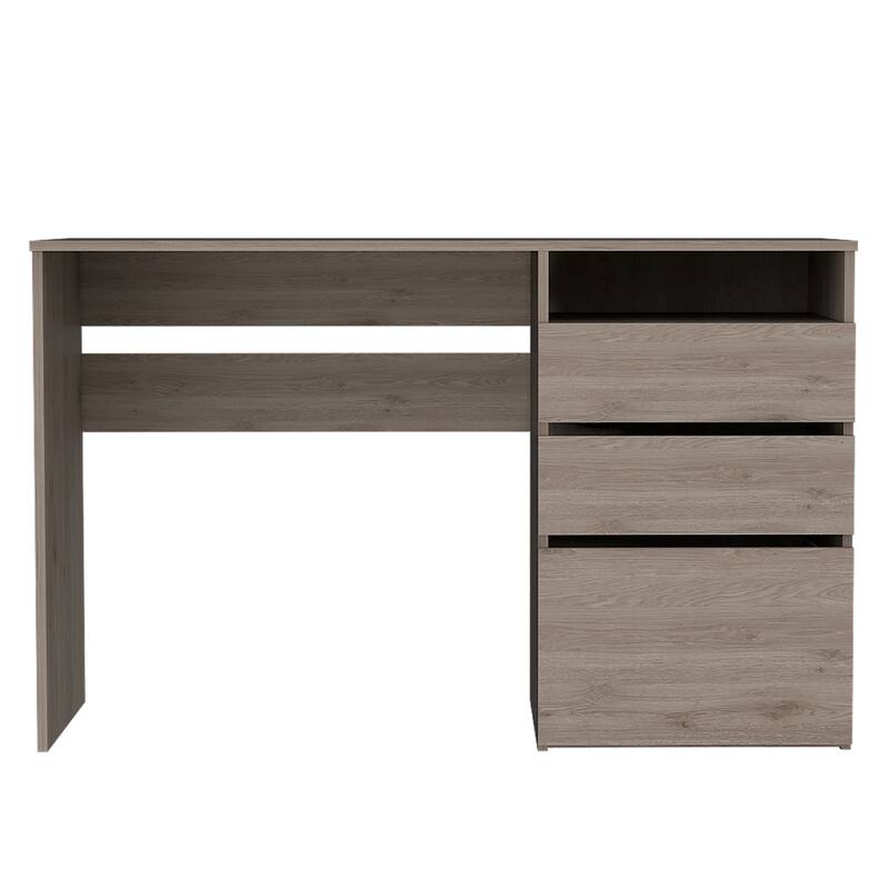 Dublin 3 Drawer Computer Desk with Shelf - Light Grey