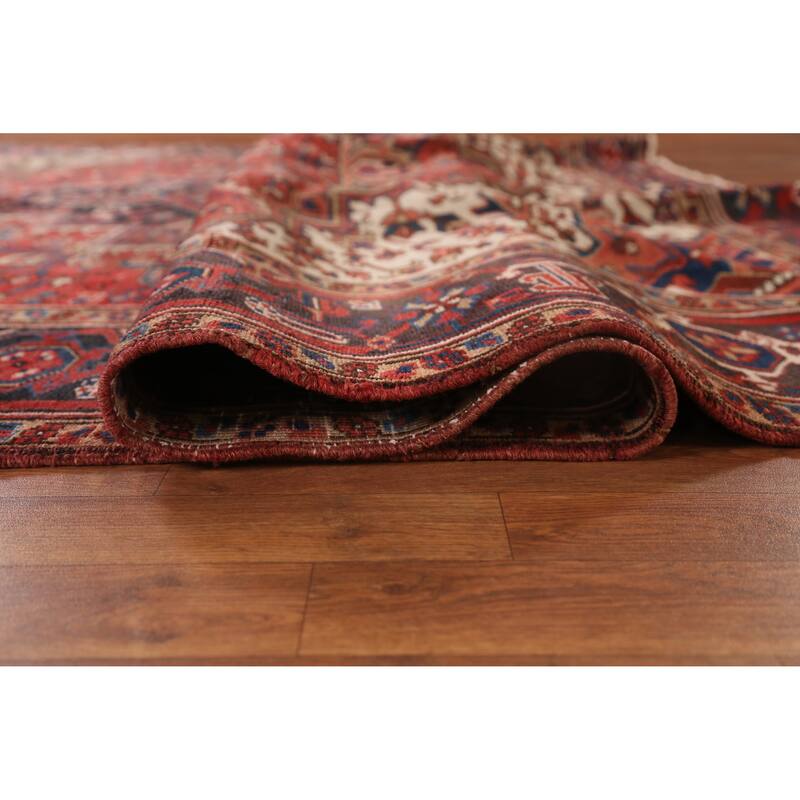 Hand Knotted Oriental 100% Wool Carpet Traditional Medallion Red Heriz Area Rug - 10' 8'' X 8' 2''
