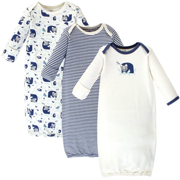 slide 1 of 1, Touched by Nature Baby Boy Organic Cotton Long-Sleeve Gowns 3pk, Woodland, 0-6 Months - Woodland 0-6 Months - Woodland