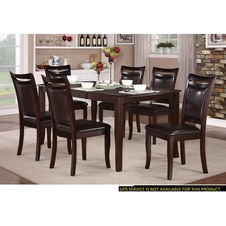 7-Piece Simple Dining Set with Extension Leaf Veneer Table and 6 Cutout ...