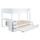 preview thumbnail 11 of 17, Full-Over-Full Bunk Bed with Twin size Trundle, Storage and Desk, Gray N/A
