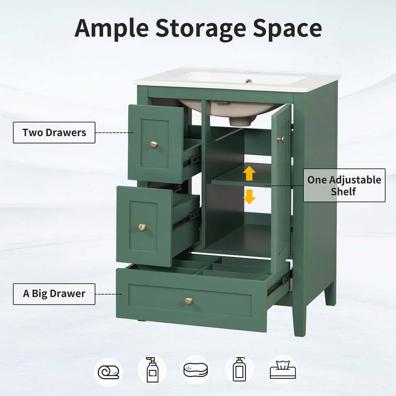 Freestanding Vanity Set with Storage,Adjustable Shelf