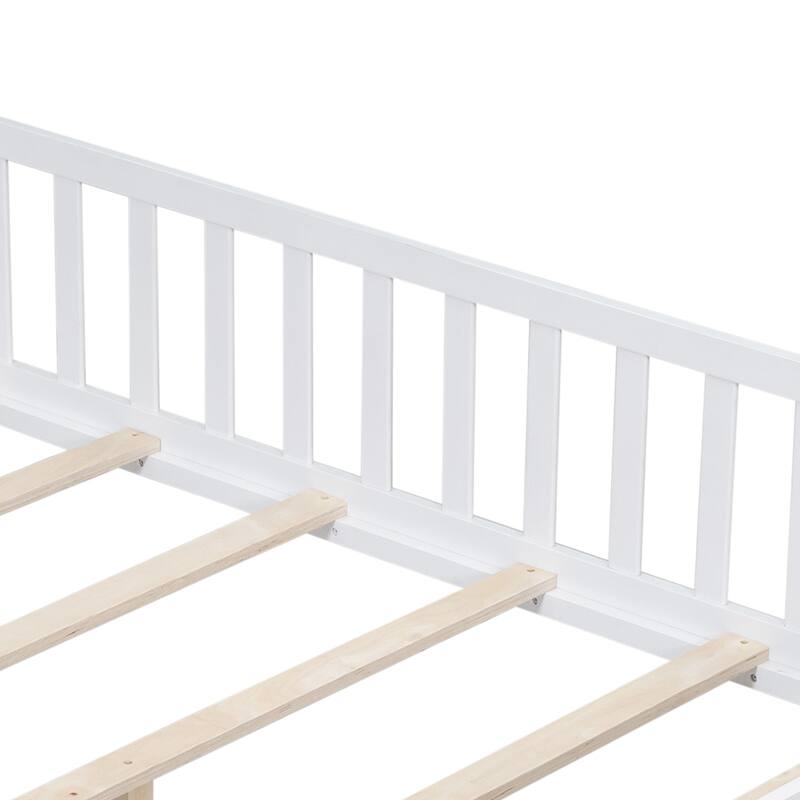 Floor Platform Bed with Fence