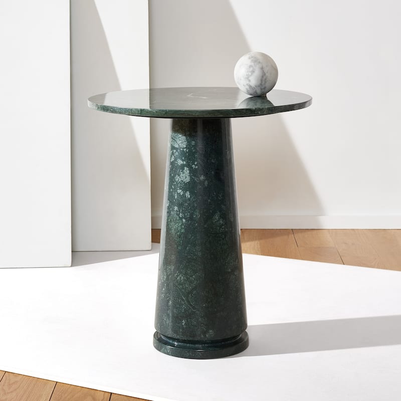 SAFAVIEH Couture Ghicu Tall Round Marble Accent Table - 22 In W x 21 In D x 24 In H - 21"W x 21"D x 24"H