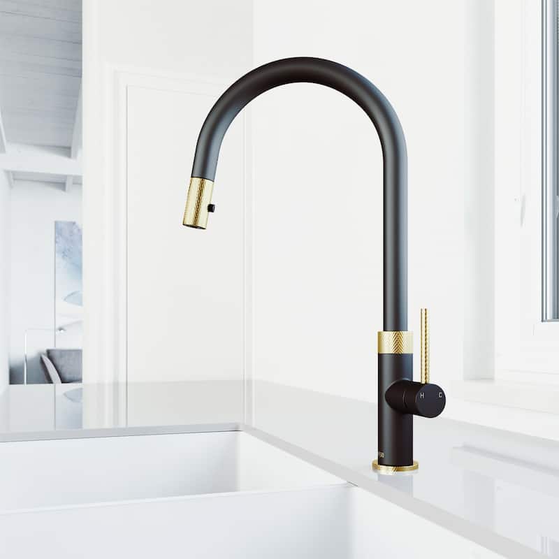 VIGO Bristol 19" H Single Handle Pull-Down Sprayer Kitchen Faucet