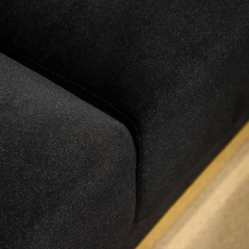 Glam 1pc Black Finish Tight Back Stainless Steel Base Loveseat